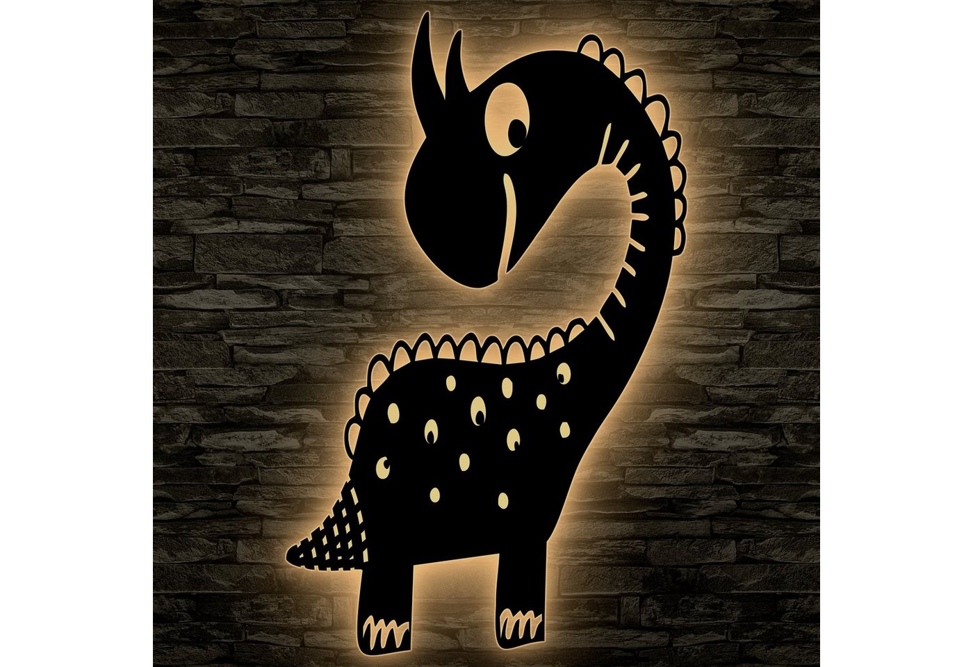 LEON FOLIEN Dekofigur Dino Spielzeug Tier LED Dinosaurier personalisiert Buche #49 von LEON FOLIEN