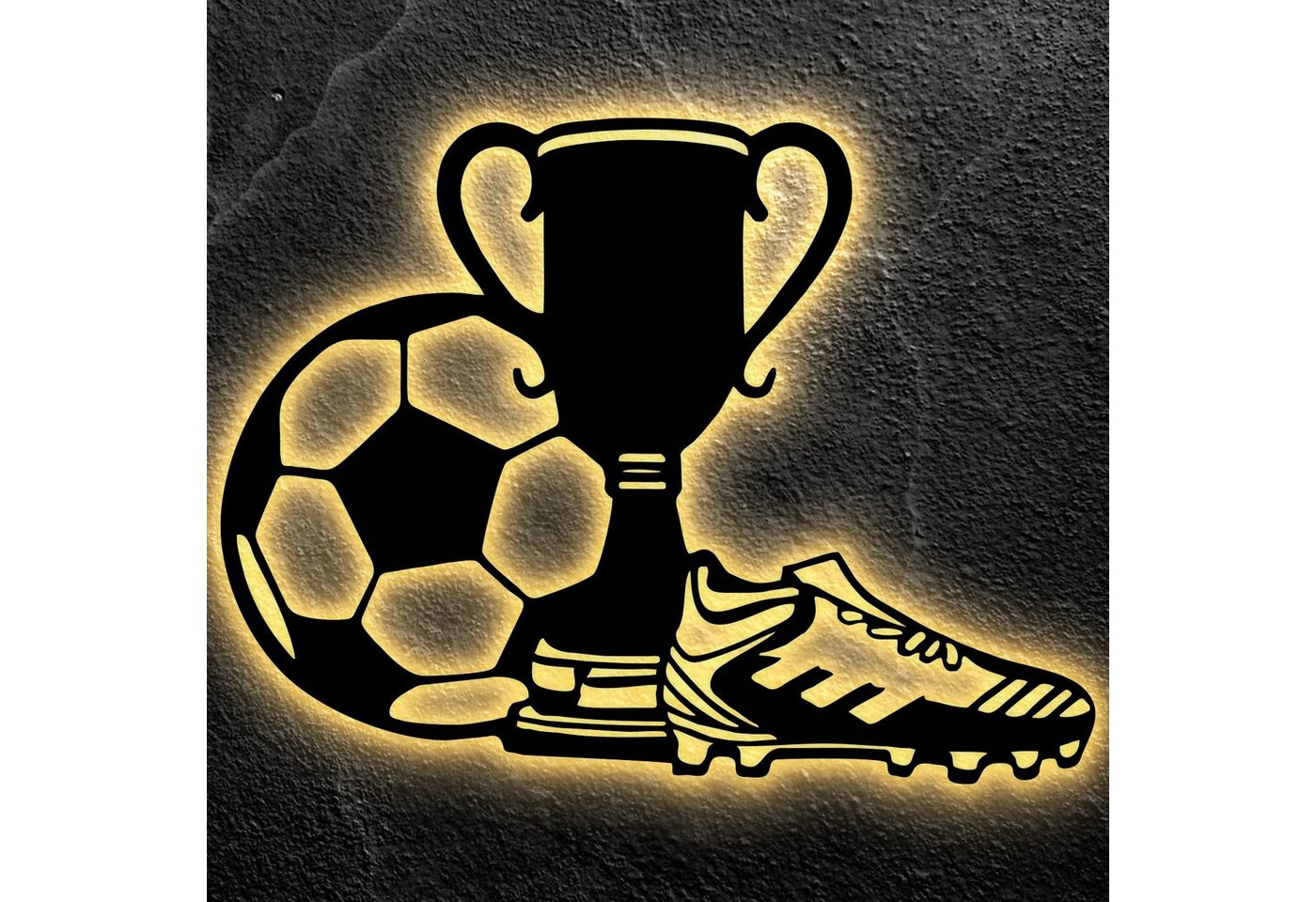LEON FOLIEN Dekofigur Fußball jungen Pokal Fußball Nachtlicht Schlummerlicht in Buche #45 von LEON FOLIEN