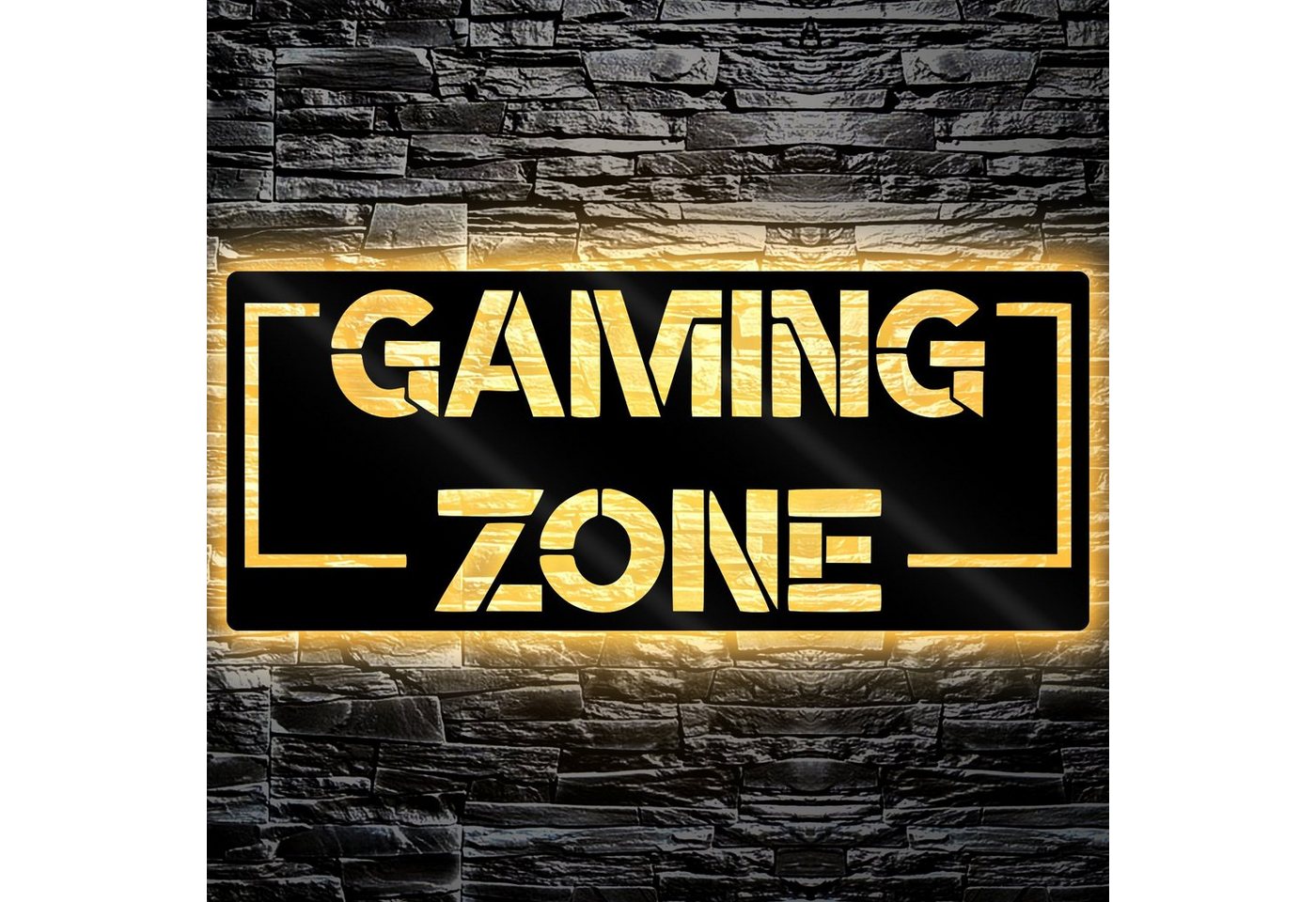 LEON FOLIEN Dekofigur Gaming Zone LED Schild - Gamer Geschenkidee Buche #55 von LEON FOLIEN