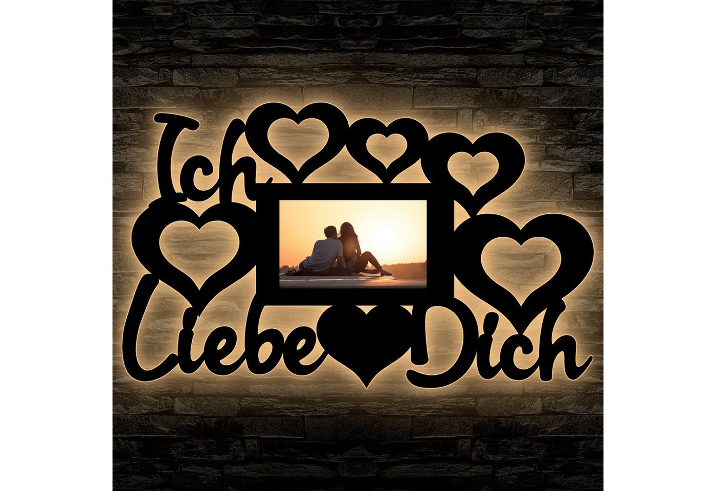 LEON FOLIEN Dekofigur Ich liebe dich-Bilderrahmen Led Schlummerlicht Nachtlicht Buche #14 von LEON FOLIEN