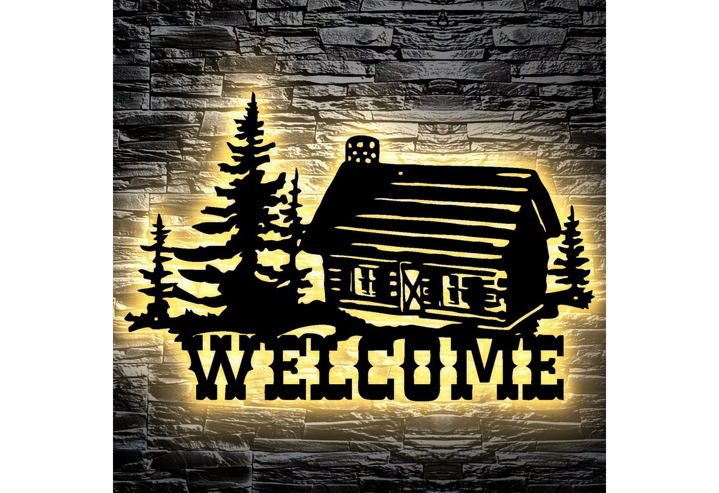 LEON FOLIEN Dekofigur Led Welcome Haus Wand Deko Dekoration Geschenke Buche #42 von LEON FOLIEN