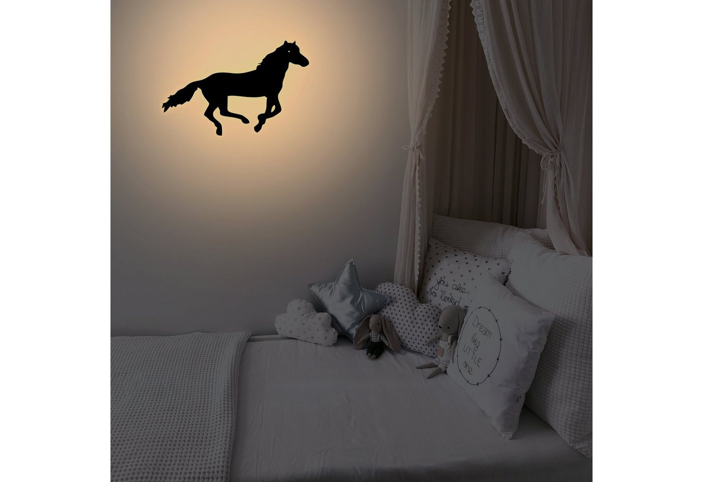 LEON FOLIEN Dekofigur Rennpferd Tier LED Beleuchtung Pferd, Schlummerlicht in Schwarz #91 von LEON FOLIEN