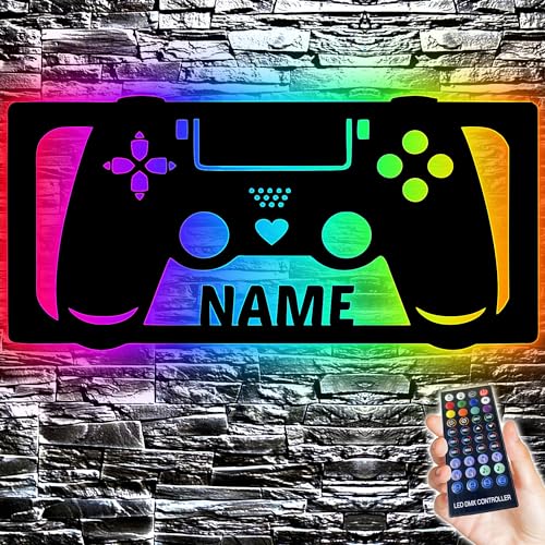 LEON FOLIEN Gaming Beleuchtung Wand Lampe in RGB LED Mit 16 Farben USB App Bedienung/Musikgesteuert I Gaming Zone für Videospiel Fans - Zockerbude - Aus MDF Holz von LEON FOLIEN