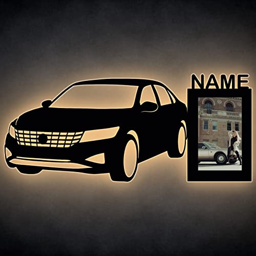 LEON FOLIEN Led Auto Mit Foto Car Kinder Geschenke Deko mit Name - Bilderrahmen personalisiert zum Aufhängen Wand Lampe Nachtlicht Familie Bruder Schwester Jungs Mädchen Junge Mann Frau Freundin von LEON FOLIEN