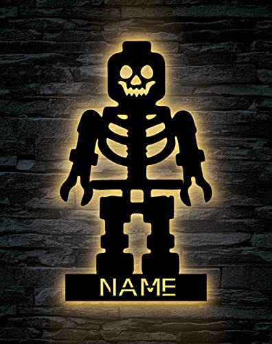 LEON - FOLIEN Lustiger Roboter Led personalisiert mit Name Schlummerlicht Nachtlicht Geschenk Baby Kinder Junge Mädchen Jungs - Gaming Wand Lampe zum Geburtstag von LEON - FOLIEN