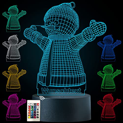 LEON - FOLIEN Schneemann 3D Illusion Lampe Nachtlicht Tischlampe 16 Farben USB Touch Switch Led Licht Weihnachten Romantische Dekorative Taufgeschenk Kinderzimmer von LEON - FOLIEN