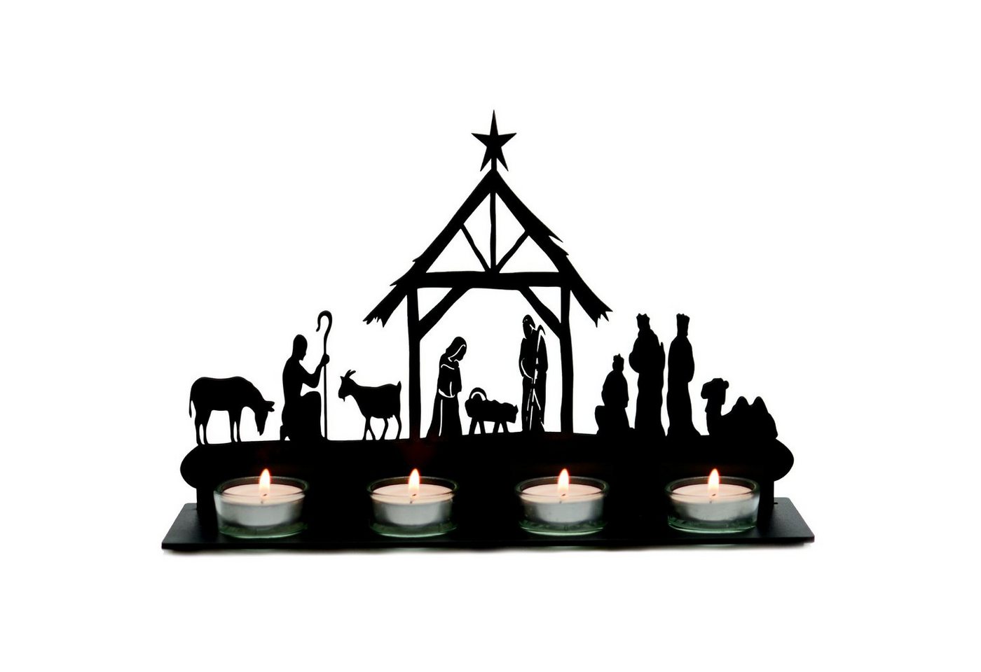 LEON FOLIEN Teelichthalter Teelichthalter 4 Stück Weihnachten Kerzenständer, Schwarz #34 von LEON FOLIEN