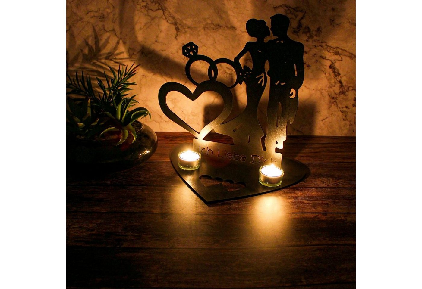 LEON FOLIEN Teelichthalter eelichthalter ich Liebe Dich - i Love You Schwarz #33 von LEON FOLIEN