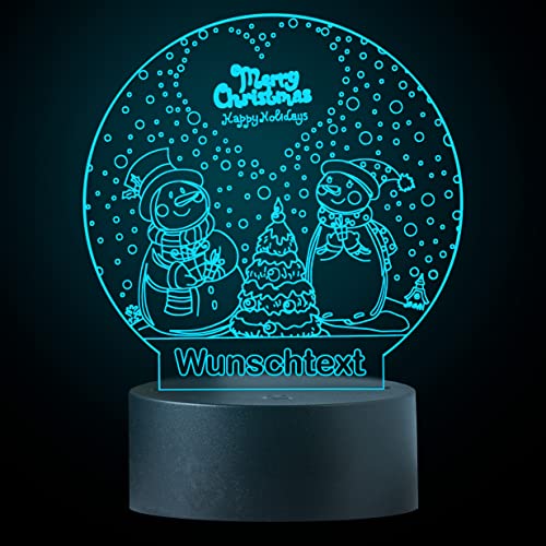 LEON - FOLIEN Weihnachten 3D Illusion Schneemann & -Frau Lampe Nachtlicht Tischlampe 16 Farben USB Touch Switch Led Licht Geburtstag Geschenk Merry Christmas von LEON - FOLIEN