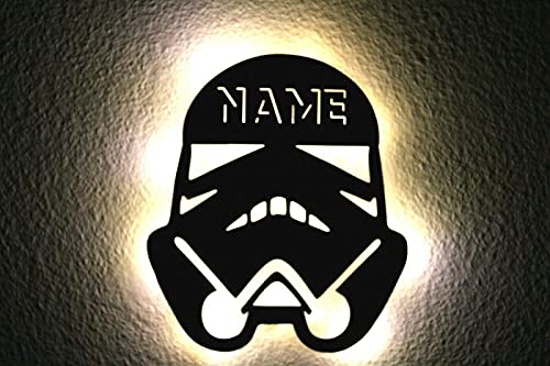 LEON FOLIEN Stormtrooper Schlummerlicht LED, personalisiert mit Name Lasergravur Nachtlicht für Schlafzimmer Wohnzimmer Geschenk für Kind von LEON FOLIEN