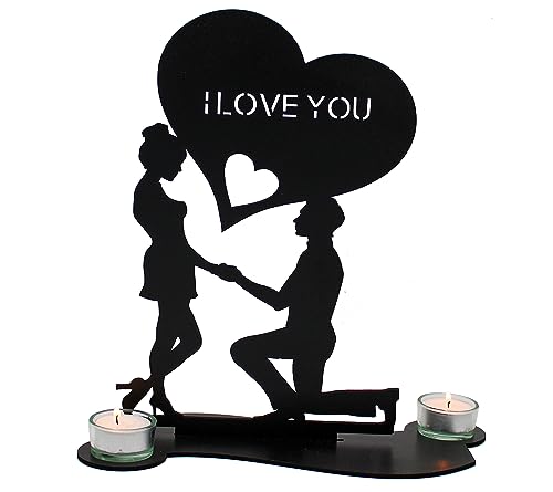 Teelichthalter i Love You Hochzeitsgeschenk Liebesgeschenk Herz Individuelles Geschenk zur Hochzeit oder zum Jahrestag in 7 Farben - Tischdeko von LEON FOLIEN