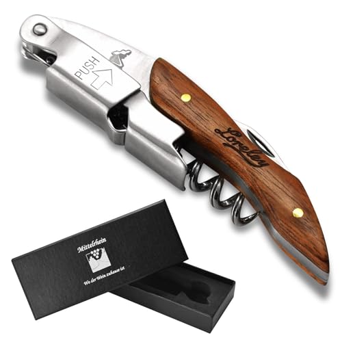 LORELEY® MITTELRHEIN Germany Premium Kellnermesser | Korkenzieher | Weinöffner | Flaschenöffner aus Olivenholz & Edelstahl für Kellner & Barkeeper | jeden Haushalt & Anlass (Loreley-schwarz) von LEONARDINO
