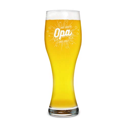 Leonardo Weizenglas 0,5 L "Der beste Opa der Welt" Gravur, Geschenkidee zu Weihnachten für Großvater, fester Boden, schöne Form von LEONARDO HOME