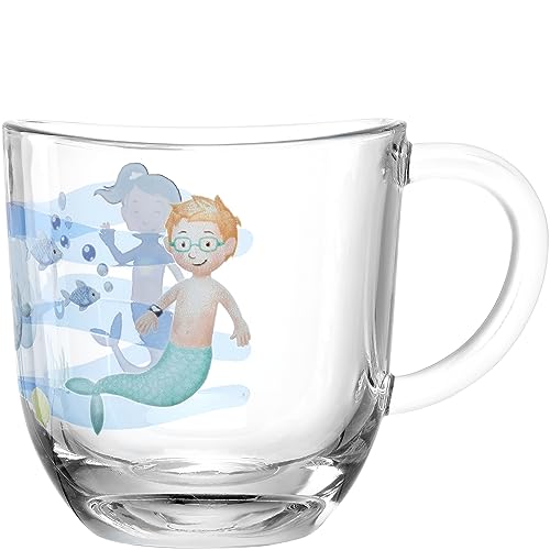 LEONARDO HOME Bambini Avventura Tasse mit Henkel für Kinder - Kinderbecher mit Motiv aus dickwandigem Glas - Inhalt 280 ml - mikrowellengeeignet, robust - Kindertasse mit Motiv Meer, 044419 von LEONARDO HOME