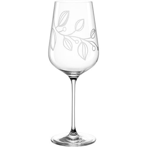 LEONARDO Boccio Weißweinglas - Weinglas für kräftige Weißweine aus Kristallglas - Mit floraler Gravur - Inhalt 580 ml - Spülmaschinengeeignet - 1 Weißweinglas mit breitem Kelch von LEONARDO HOME