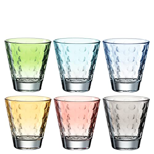 LEONARDO HOME 025906 Trinkglas OPTIC 6 Stück sortiert 215 ml Pastell, Glas, 215 milliliters, Bunt von LEONARDO HOME