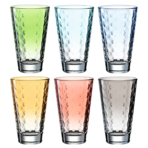 LEONARDO HOME 025907 Trinkglas OPTIC 6 Stück sortiert 300 ml Pastell, Glas, 300 milliliters, Bunt von LEONARDO HOME