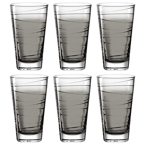 Leonardo Vario Struttura Trink-Gläser, spülmaschinenfeste Longdrink-Gläser, bunte Trink-Becher aus Glas, grau, 280 ml, - 6 Stück (1er Pack) von LEONARDO HOME