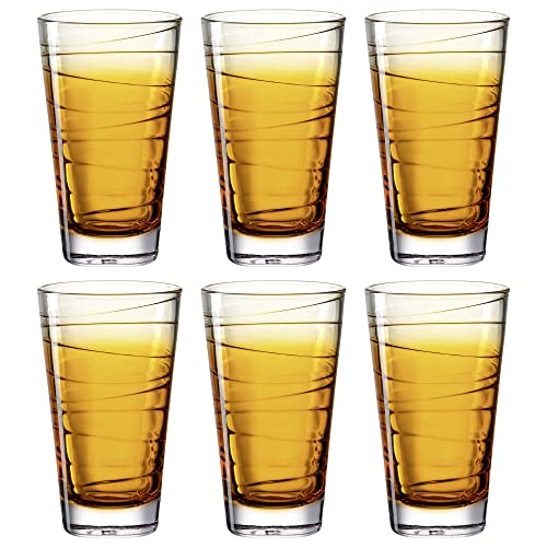 Leonardo Vario Struttura Trink-Gläser 6 er Set, spülmaschinenfeste Longdrink-Gläser, bunte Trink-Becher aus Glas, orange, 6 Stück, 280 ml, 026835 von LEONARDO HOME