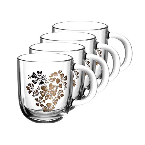 LEONARDO HOME 046448 EMOZIONE Tasse 400 ml mehrfarbig Blumenherz 4er-Set, Glas von LEONARDO HOME