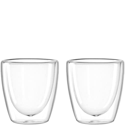 Leonardo DUO Doppelwandbecher 2er Set, Glas für Tee, Espresso oder Doppio, Heissgetränk Tasse, Höhe 7,1 cm, 100 ml, Glas, 053059 von LEONARDO HOME