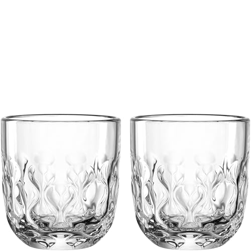 LEONARDO HOME GOCCE Kaffeeglas • 2 Stück • 220 ml • 6 Kaffeebecher • Cappuccinoglas für Siebträger • Spülmaschinengeeignet • Tropfenstruktur • Transparent • Klares Design • Cafe Crema • 055183 von LEONARDO HOME