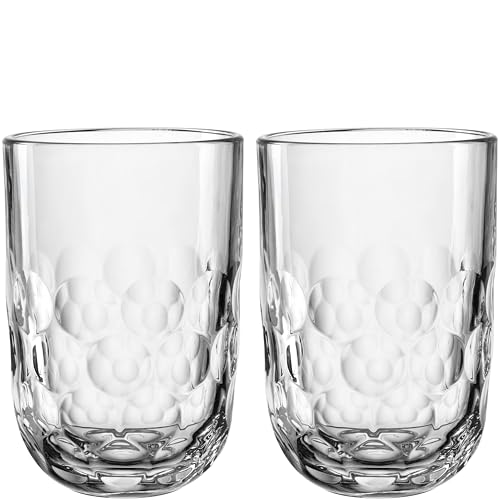 LEONARDO HOME GOCCE Latte Macchiato Glas • 2 Stück • 390 ml • Matchaglas • Spülmaschinengeeignet • Tropfenstruktur • Eiskaffee • Transparent • Klares Design • Kaffeebecher • 055187 von LEONARDO HOME