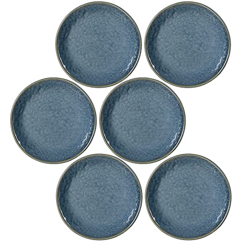 Leonardo Matera Keramik-Teller 6er Set, mikrowellengeeignet, spülmaschinengeeignete Speise-Teller blau, Ess-Teller mit Rand Ø 16,3 cm 018373 von LEONARDO HOME