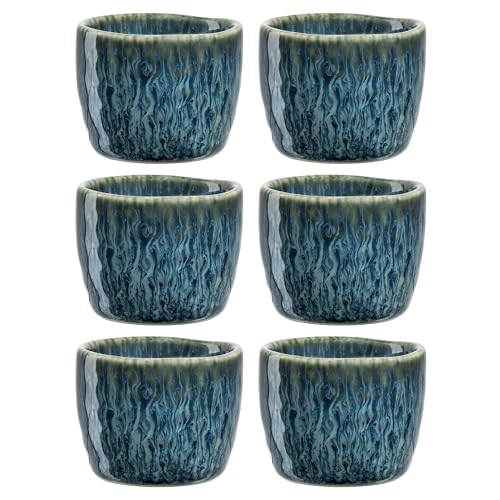 LEONARDO HOME Laonardo Matera Eierbecher Set 6-teilig - Eier Becher aus Keramik - Durchmesser 5,2 cm, Höhe 4 cm - Einfach zu reinigen, spülmaschinenfest - 6er Set in blau, 023046 von LEONARDO HOME