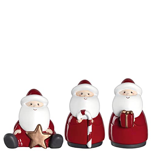 Leonardo Natale Weihnachtsmann 3er Set, Weihnachts-Figuren Xmas, festliche Geschenke, Weihnachtsdekoration, 3 Stück, weiß rot gold, 10 cm 034860 von LEONARDO HOME