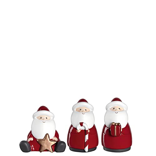 Leonardo Natale Weihnachtsmann 3er Set, Weihnachts-Figuren Xmas, festliche Geschenke, Weihnachtsdekoration, 3 Stück, weiß rot gold, 7,7 cm 034859 von LEONARDO HOME