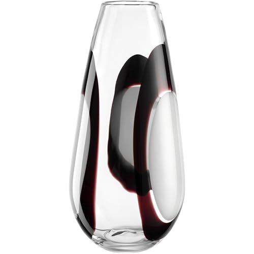 LEONARDO HOME OCCHI Bianchi Vase 1 Stück Designvolle Vase in Schwarz Weiß 8 cm Wohnaccessoire für Moderne Tischdeko Stilvolle für Blumen Höhe 37 cm Mehrfarbig 055296 von LEONARDO HOME