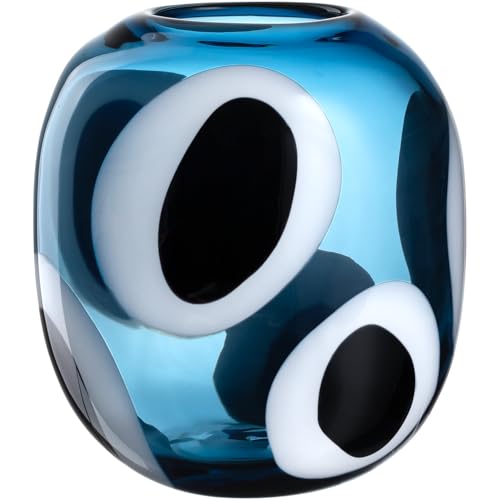 LEONARDO HOME Occhi Blu Vase, 1 Stück, handgemachtes Kunstwerk voller Leidenschaft, Elegante Blumenvase, einzigartige Schönheit, Kunst für Zuhause, Höhe 22 cm, blau, 047509 von LEONARDO HOME