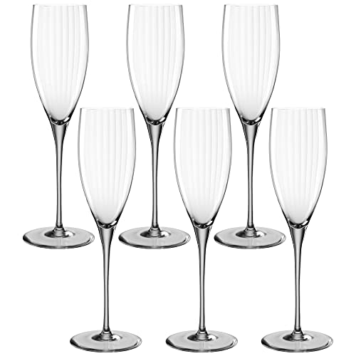 Leonardo Poesia Sektglas 6er Set, spülmaschinengeeignetes Champagnerglas, Höhe 25 cm, 250 ml, grau, 022381 von LEONARDO HOME