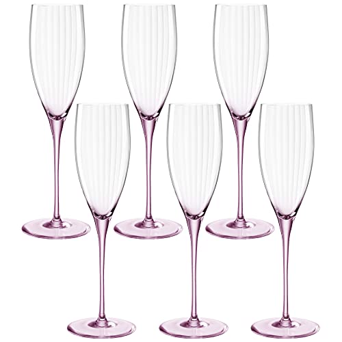 Leonardo Poesia Sektglas 6er Set, spülmaschinengeeignetes Champagnerglas, Höhe 25 cm, 250 ml, rosé, 022377 von LEONARDO HOME