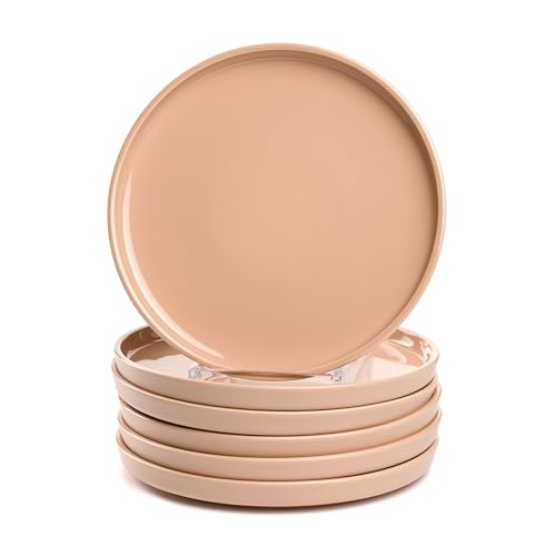 LEONARDO HOME Speiseteller ROMA 6er Set • Ø 22 cm • Mikrowellen- & Spülmaschinengeeignet • stapelbar • Keramik Geschirr für 6 Personen • Steingut-Teller mit glasierter Oberfläche • apricot • 027263 von LEONARDO HOME