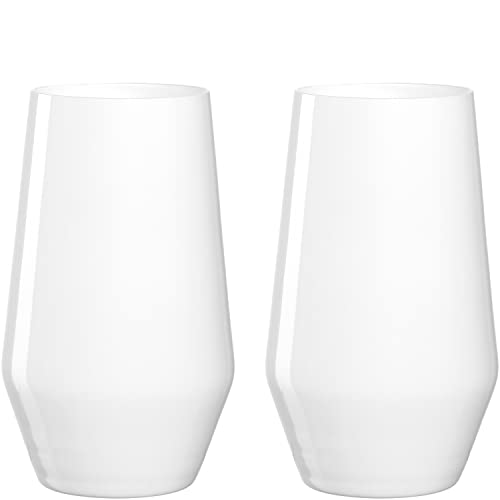 Leonardo Etna Trink-Gläser 2er Set, spülmaschinenfeste Cocktail-Gläser, White Edition aus Glas, Saftglas, Wasser-Glas, Tasting-Set weiss 365 ml 026656 von LEONARDO HOME