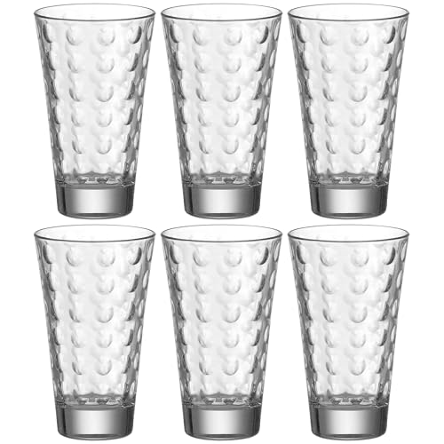 Leonardo Optic Trink-Gläser 6er Set, spülmaschinengeeignete Saft oder Wasser Gläser, Trink-Becher aus Glas mit Muster, 300 ml, 012684 von LEONARDO HOME