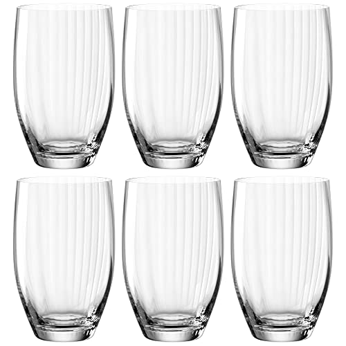 Leonardo Poesia Trinkglas 6er Set, spülmaschinengeeignete Wasser-Gläser, Trink-Becher aus Glas, Saft-Gläser, Getränke-Set, 460 ml, Glas, Klar, 069171 von LEONARDO HOME