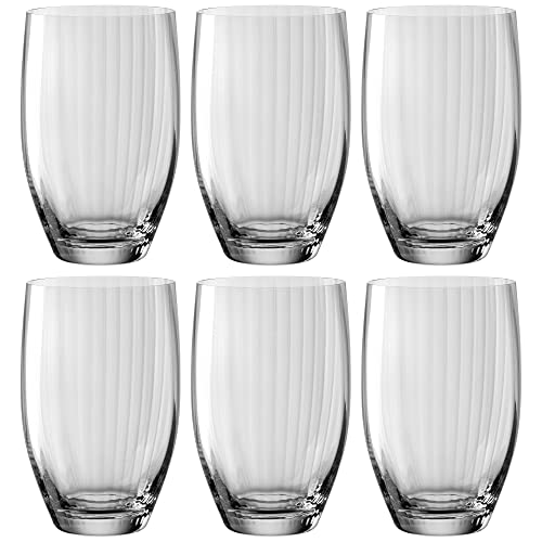 Leonardo Poesia Trinkglas 6er Set, spülmaschinengeeignete Wasser-Gläser, Trink-Becher aus Glas, Saft-Gläser, Getränke-Set, 460 ml, Glas, grau, 022383 von LEONARDO HOME