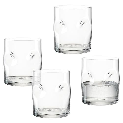 LEONARDO HOME VESUVIO Trinkglas • 4 Stück • 4 Farbgläser • Blaseneinschlüsse • Strukturoptik • Charakterstark • Getränkeglas • Wasserbecher • Softdrinks • Spülmaschinengeeignet • 300 ml • 077381 von LEONARDO HOME