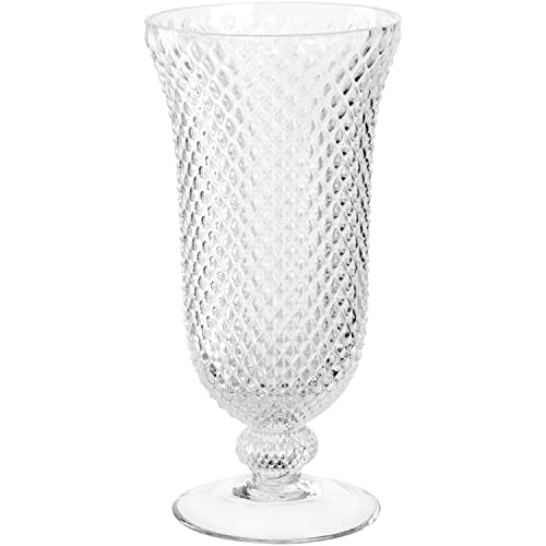 Leonardo Poesia Dekovase aus Glas auf Fuss, handgefertigte Deko-Vase mit eltegant strukturierter Oberfläche, Klar, Höhe: 30 cm, 1,9 l, 076433 von LEONARDO HOME