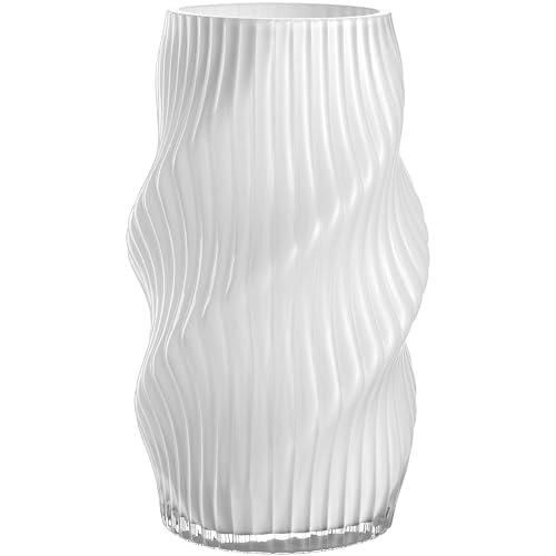 LEONARDO HOME Verdi Vase • 1 Stück • Kunstvolle Blumenvase für Tischdeko • Hingucker durch geschwungenes Design • Glasvase für Blumensträuße • Elegantes Tischaccessoire • Höhe 30 cm • weiß • 055276 von LEONARDO HOME