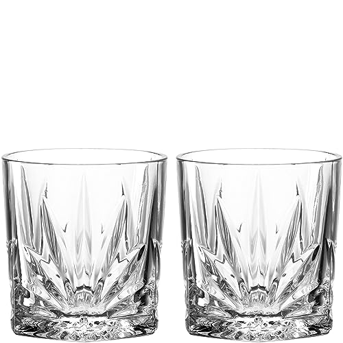 Leonardo Il Mondo Old Fashioned Whiskey Gläser 2er Set - Tumbler mit Facetten-Optik, hochwertig verarbeitet - Inhalt 220 ml - Spülmaschinengeeignet - 2 Whiskygläser transparent, 077481 von LEONARDO HOME