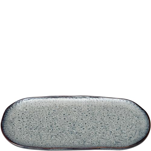 LEONARDO HOME Matera Platte - Große Servierplatte aus Keramik - Eckiger Teller zum Anrichten von Apero, Snacks, Käse etc. - 32x18 cm - Mikrowellengeeignet, spülmaschinenfest - Anthrazit, 022846 von LEONARDO HOME