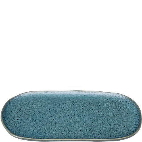 LEONARDO HOME Matera Platte - Große Servierplatte aus Keramik - Eckiger Teller zum Anrichten von Apero, Snacks, Käse etc. - 32x18 cm - Mikrowellengeeignet, spülmaschinenfest - Blau, 022847 von LEONARDO HOME