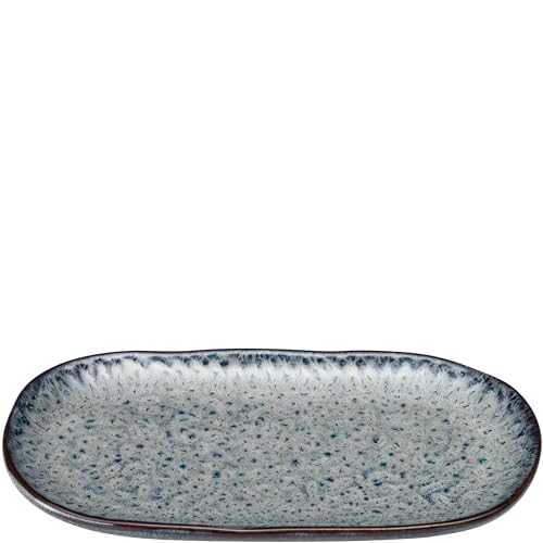 LEONARDO HOME Matera Platte - Kleine Servierplatte aus Keramik - Eckiger Teller zum Anrichten von Apero, Snacks, Käse etc. - 22x12 cm - Mikrowellengeeignet, spülmaschinenfest - Anthrazit, 022844 von LEONARDO HOME