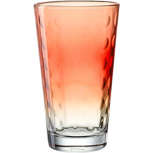 LEONARDO Optic XL Trinkglas - Großer Becher aus hochwertigem buntem Glas - Inhalt 540 ml - Spülmaschinenfest, robust - 1 Stück in koralle von LEONARDO HOME