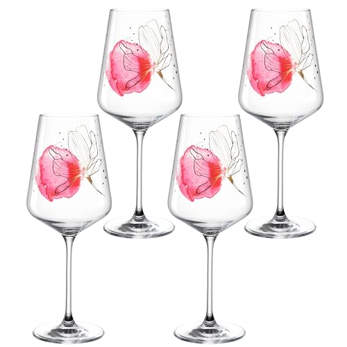 LEONARDO Presente Aperitifglas Set 4-teilig - Aperol Spritz Gläser aus Kristallglas - Mit Blüten-Druck - Inhalt 560 ml - Spülmaschinengeeignet - 4er Set Cocktailgläser, 044480 von LEONARDO HOME