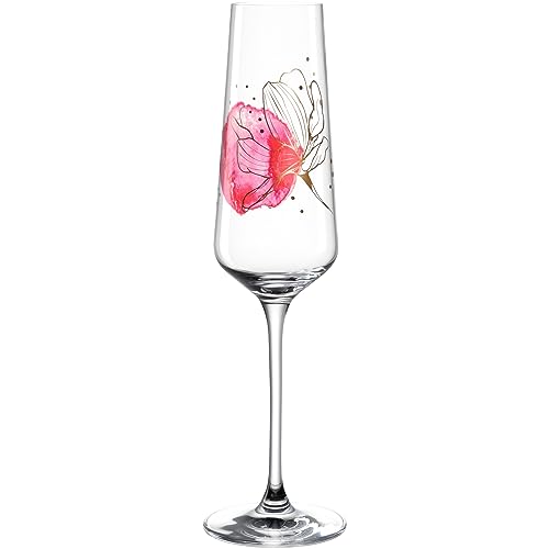 LEONARDO Presente Sektglas - Glas für Sekt, Prosecco, Schaumwein aus Kristallglas - Mit Blumendruck - Inhalt 280 ml - Spülmaschinengeeignet - 1 Sekt Glas von LEONARDO HOME